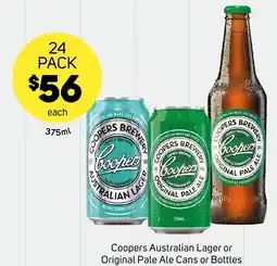Foodland Coopers australian lager or original pale ale cans or bottles offer