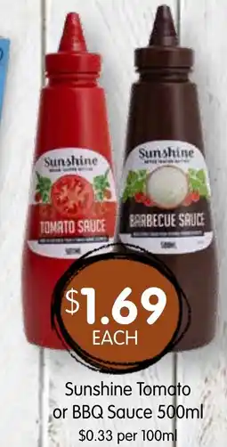 Spudshed Sunshine tomato or bbq sauce offer