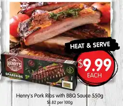 Spudshed Henry's pork ribs with bbq sauce offer