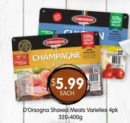 Spudshed D'orsogna shaved meats varieties offer