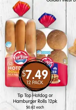 Spudshed Tip top hotdog or hamburger rolls offer
