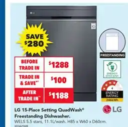 Harvey Norman Lg 15-place setting quadwash freestanding dishwasher offer