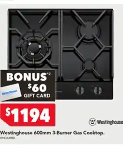 Harvey Norman Westinghouse 3-burner gas cooktop offer