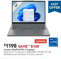Harvey Norman Lenovo IdeaPad Slim 3 Laptop offer