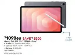 Harvey Norman Galaxy tab s11 wi-fi 128gb - grey offer