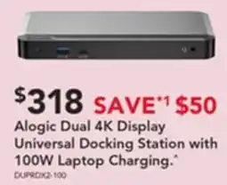 Harvey Norman Alogic dual 4k display universal docking station with 100w laptop charging. offer
