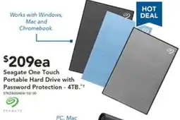 Harvey Norman Seagate One Touch Portable Hard Drive with Password Protection - 4TB offer