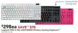 Harvey Norman Logitech pro x tkl lightspeed wireless gaming keyboard offer