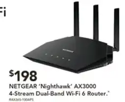Harvey Norman Netgear 'nighthawk' ax3000 4-stream dual-band wi-fi 6 router offer