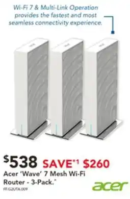 Harvey Norman Acer 'Wave' 7 Mesh Wi-Fi Router offer
