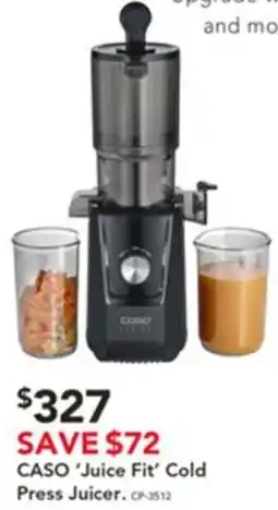 Harvey Norman Caso 'juice fit' cold press juicer offer
