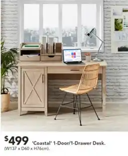 Harvey Norman 'Coastal' 1-Door/1-Drawer Desk offer