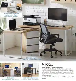 Harvey Norman 'Vibe' 3-Way Convertible Desk offer