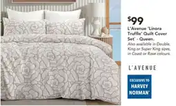 Harvey Norman L'Avenue 'Linora Truffle' Quilt Cover Set - Queen offer