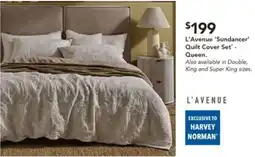 Harvey Norman L'Avenue 'Sundancer' Quilt Cover Set - Queen offer