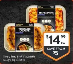 Foodworks Simply tasty beef & vegetable lasagna offer