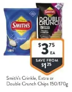 Foodworks Smith's Crinkle, Extra or Double Crunch Chips offer