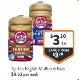 Foodworks Tip top english muffins offer