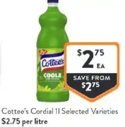 Foodworks Cottee's cordial offer