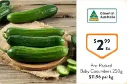 Foodworks Pre-packed baby cucumbers offer