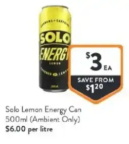 Foodworks Solo Lemon Energy Can offer