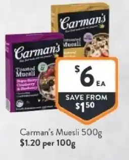 Foodworks Carman's muesli offer