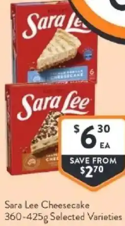 Foodworks Sara lee cheesecake offer