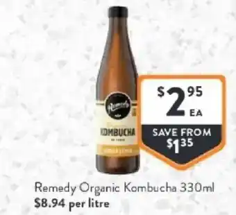 Foodworks Remedy organic kombucha offer