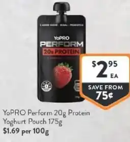 Foodworks Yopro perform 20g protein yoghurt pouch offer