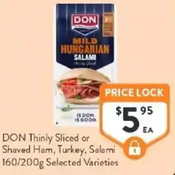 Foodworks Don thinly sliced or shaved ham, turkey, salami offer