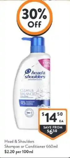 Foodworks Head& shoulders shampoo or conditioner offer