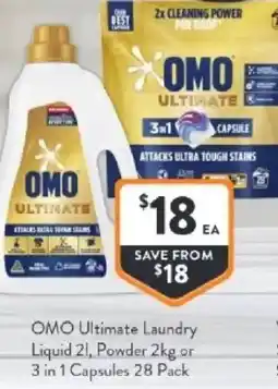 Foodworks Omo ultimate laundry liquid 21, powder or 3 in 1 capsules offer