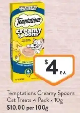 Foodworks Temptations creamy spoons cat treats offer