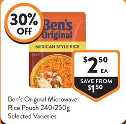 Foodworks Ben's original microwave rice pouch offer