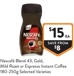 Foodworks Mild roast or espresso instant coffee offer