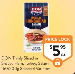 Foodworks Don thinly sliced or shaved ham, turkey, salami offer