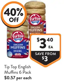 Foodworks Tip top english muffins offer