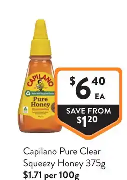 Foodworks Capilano pure clear squeezy honey offer