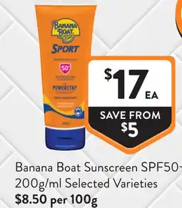 Foodworks Banana boat sunscreen spf50+ offer