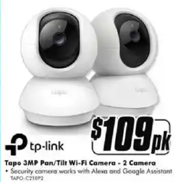 The Good Guys Tapo 3mp pan/tilt wi-fi camera - 2 camera offer