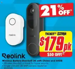 The Good Guys Wireless battery doorbell 2k with chime and 64gb offer