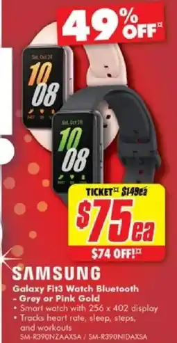 The Good Guys Galaxy fit3 watch bluetooth - grey or pink gold offer