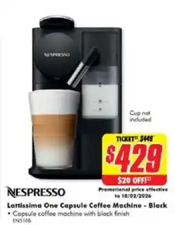 The Good Guys Lattissima one capsule coffee machine - black offer