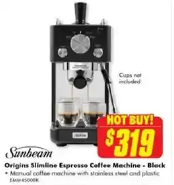 The Good Guys Origins slimline espresso coffee machine - black offer