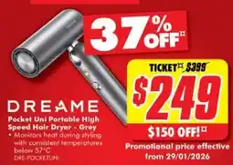 The Good Guys Pocket uni portable high speed hair dryer - grey offer