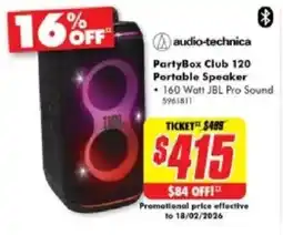 The Good Guys Partybox club 120 portable speaker offer