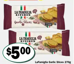 Friendly Grocer Lafamiglia garlic slices offer