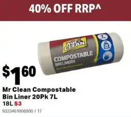 Mitre 10 Mr clean compostable bin liner offer