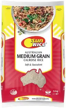 IGA SunRice Medium Grain White or Brown Rice 5kg offer