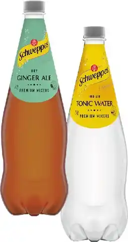 IGA Schweppes Mixers, Soft Drinks or Natural Mineral Water 1.1 Litre Selected Varieties offer